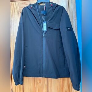 NWT Men’s Black Tommy Hilfiger hooded tech jacket zip up